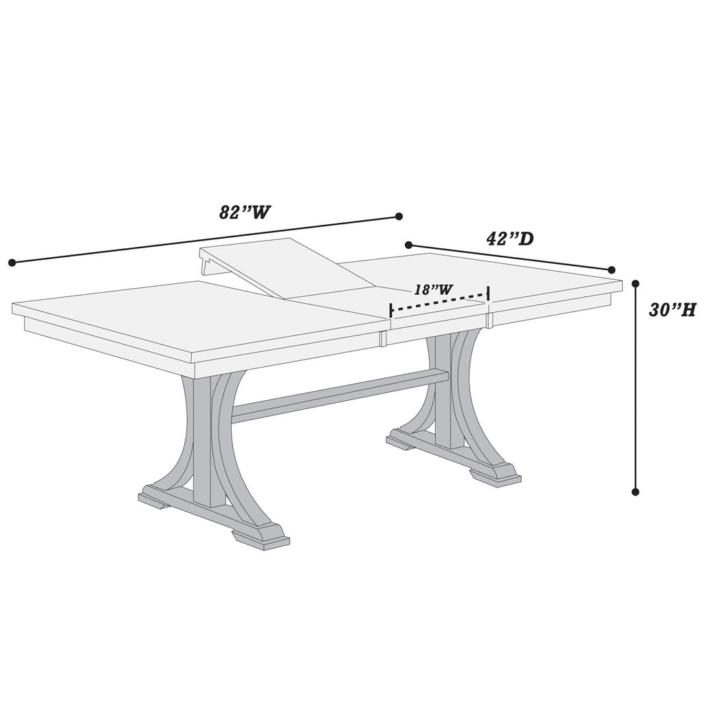 7 Piece Set, Trestle Dining Table And 6 Side Chairs With Cutout Back - Black / Charcoal / White