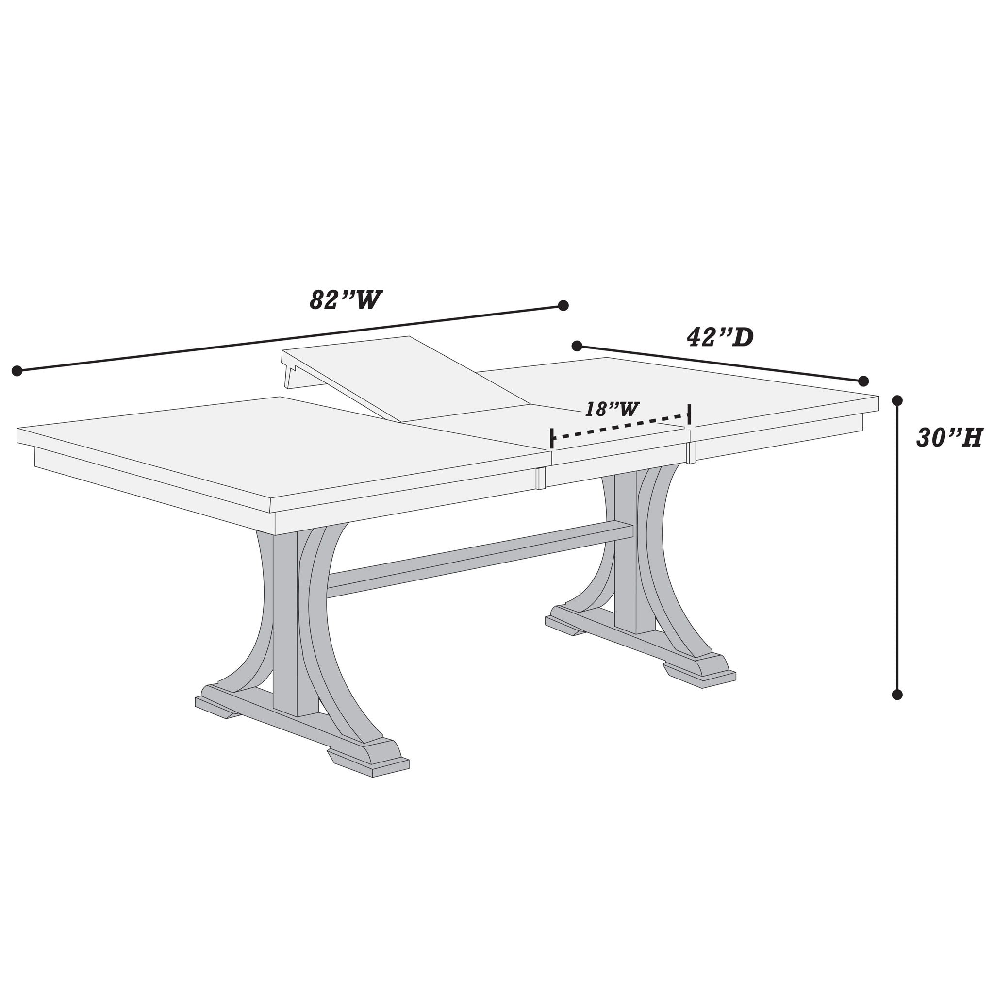 7 Piece Set, Trestle Dining Table And 6 Side Chairs With Cutout Back - Black / Charcoal / White