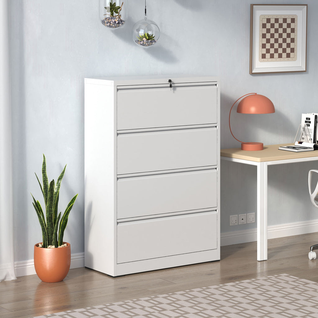 Lateral File Cabinet, Locking Heavy Duty, Anti-Tip Safety Interlock, Vertical Storage For Letter/Legal/A4 Files