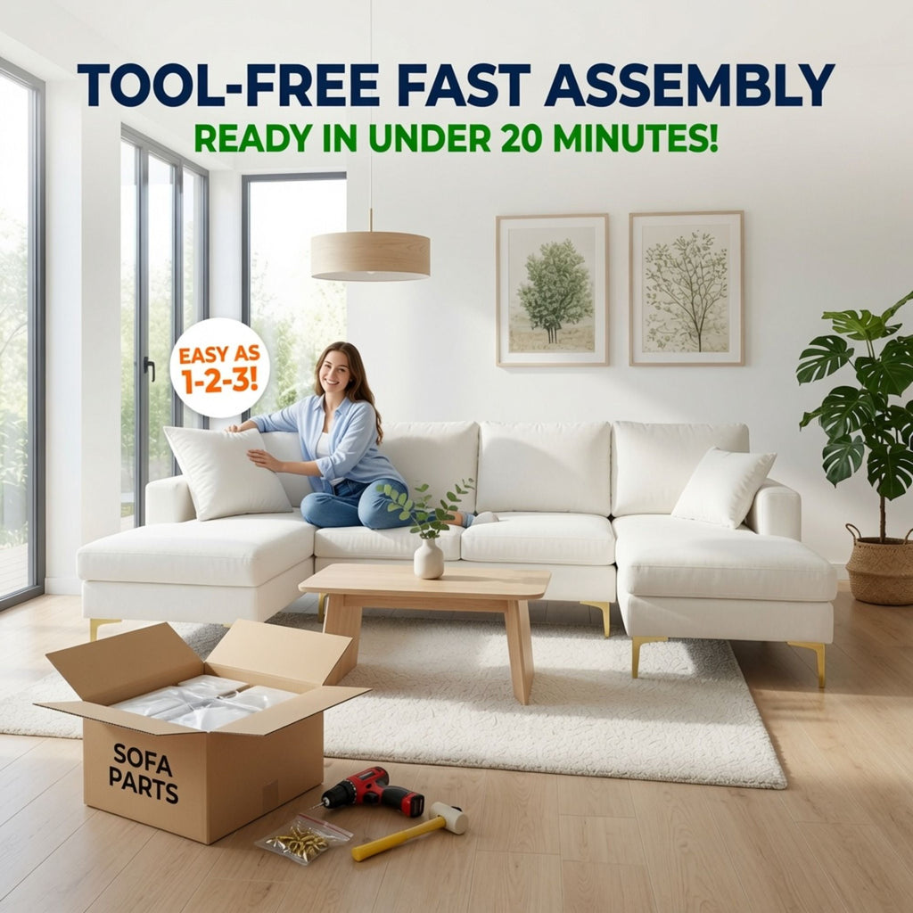 U - Shaped Sectional Sofa With Double Chaise