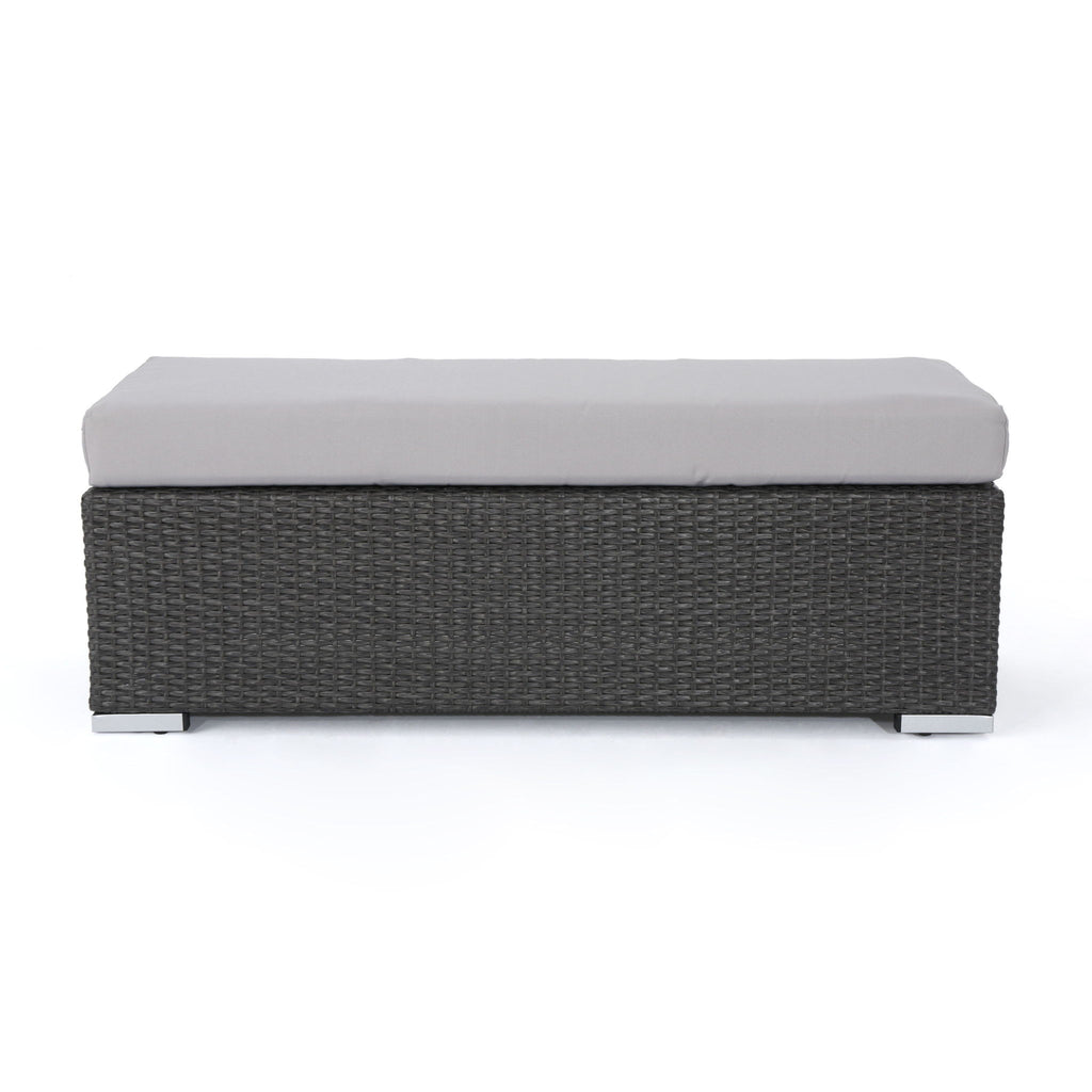 Enthrallia - Outdoor Wicker Bench With Foam Filled Cushion
