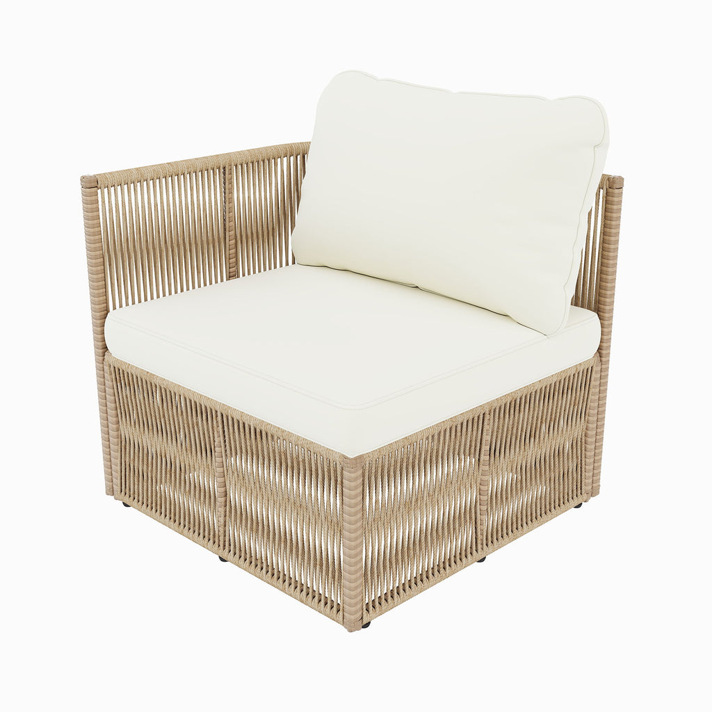 Outdoor Modular Conversation Sofa With Cushions And Coffee Table - Beige