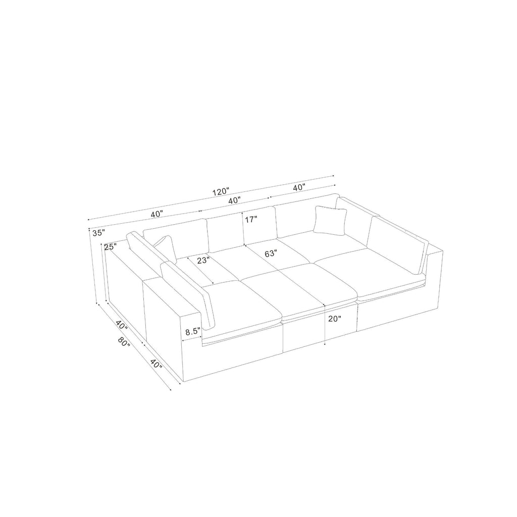 Custom Configuration Modular Sectional & Toss Pillows