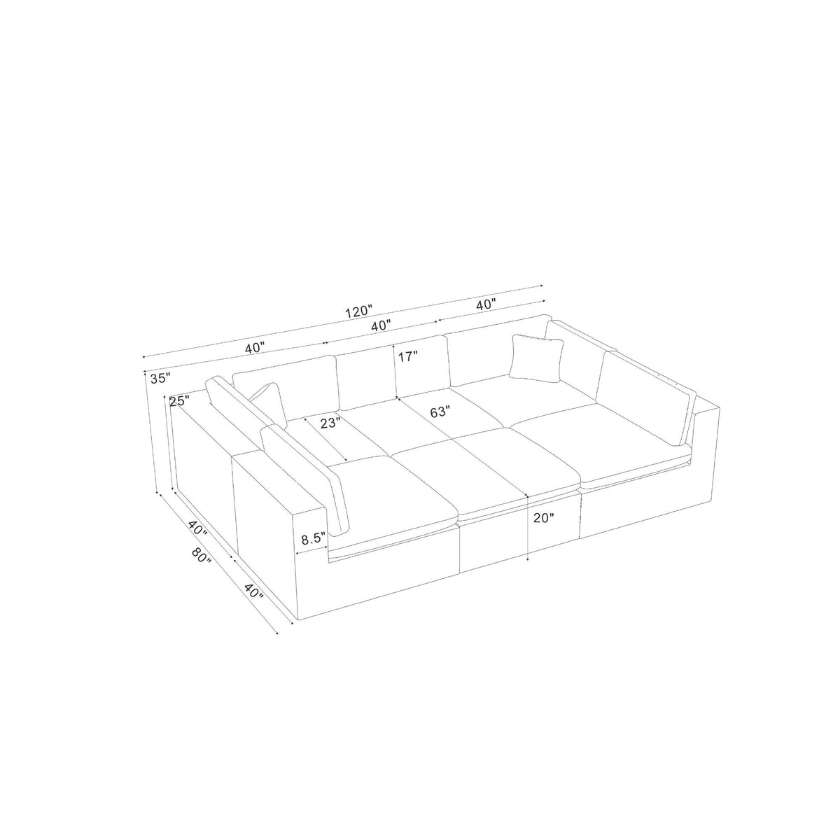 Custom Configuration Modular Sectional & Toss Pillows