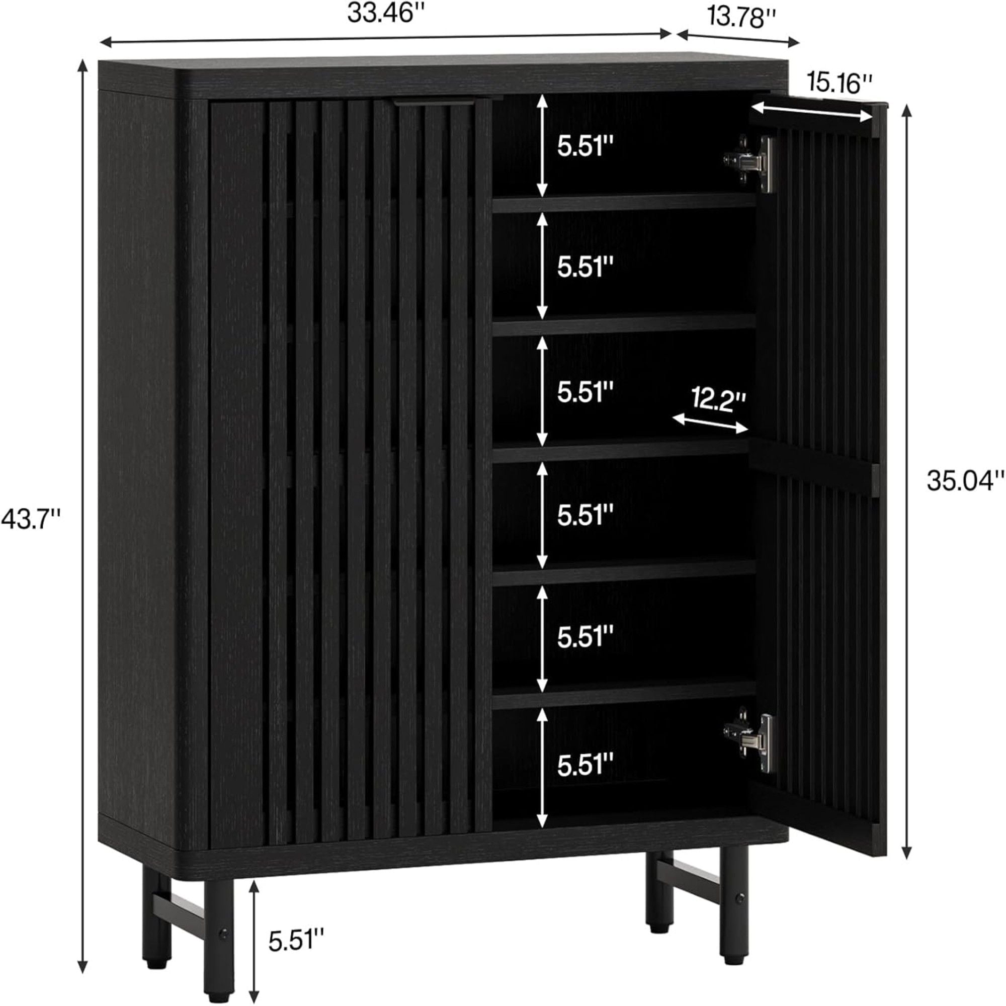 6 Tier Shoe Cabinet With Louvered Doors