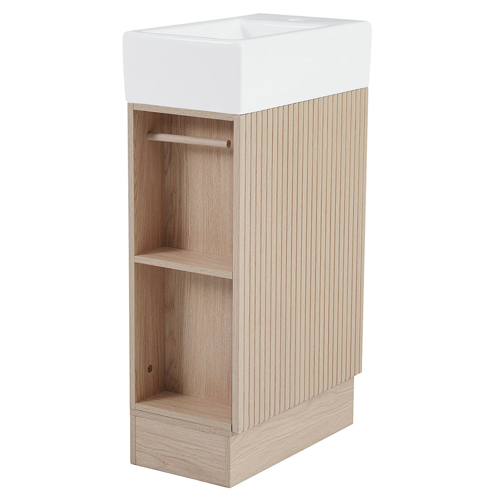 Modern Bathroom Vanity With Sink And 2 Tier Shelf