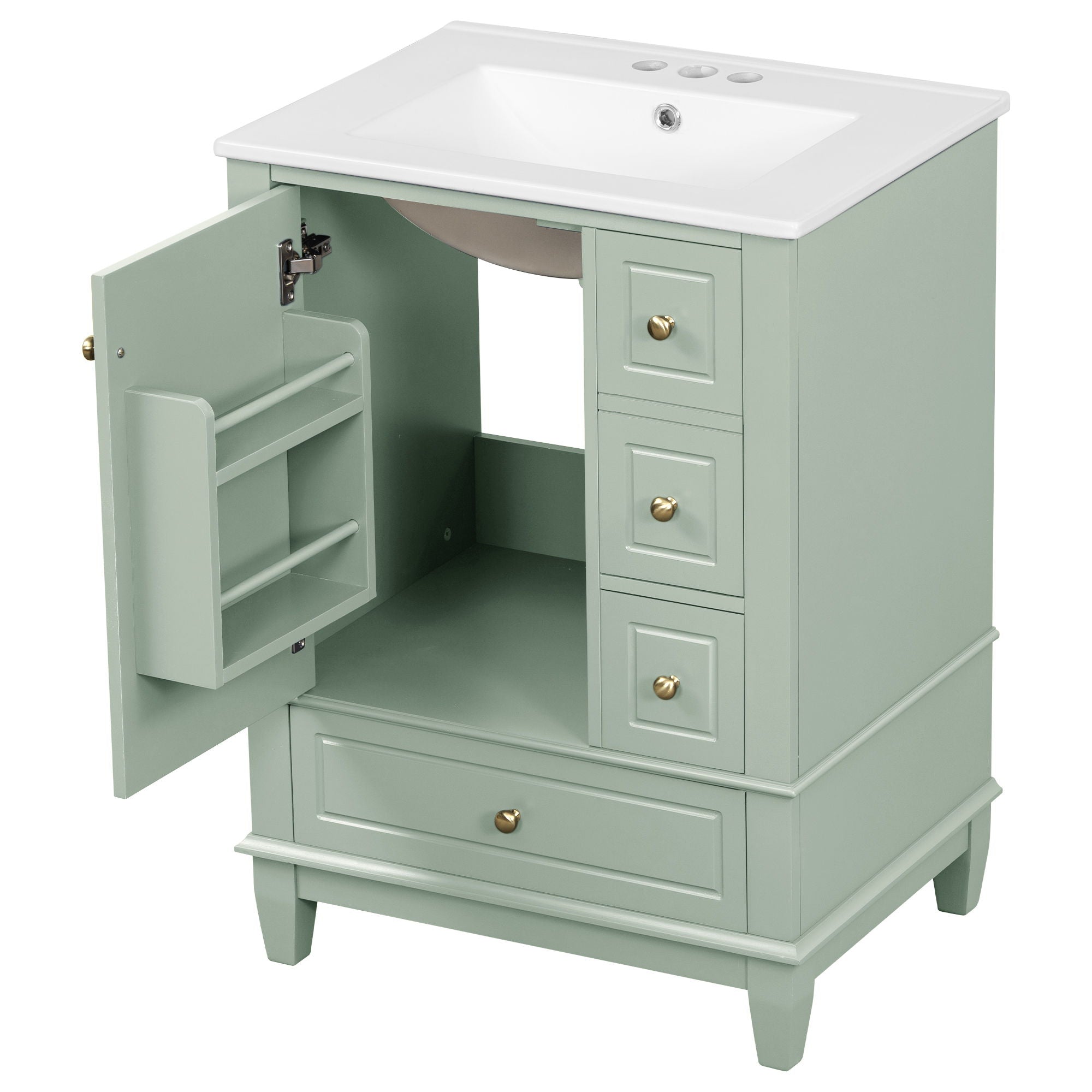 Modern Bathroom Vanity With Sink, Freestanding Cabinet With Drawers And Storage Shelves