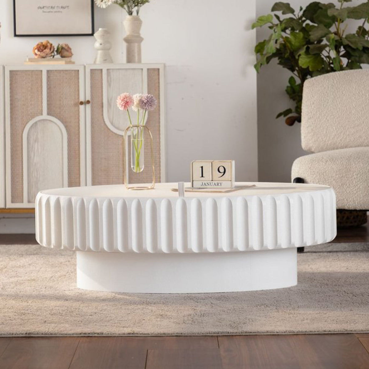 Fluted Storage Table With Lift Off Lid