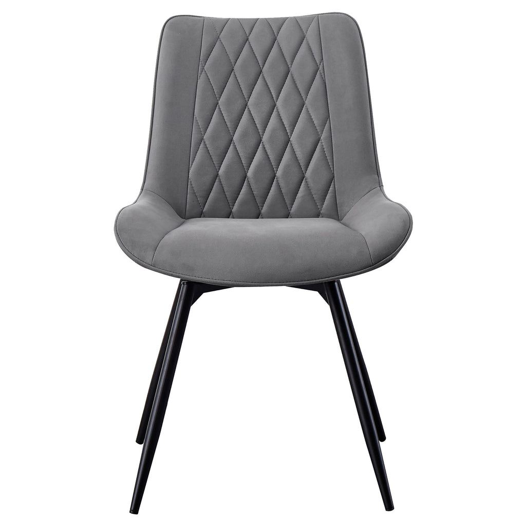 Vellux - 5 Piece Round Dining Table Set With Concrete Top Upholstered Chairs - Gunmetal