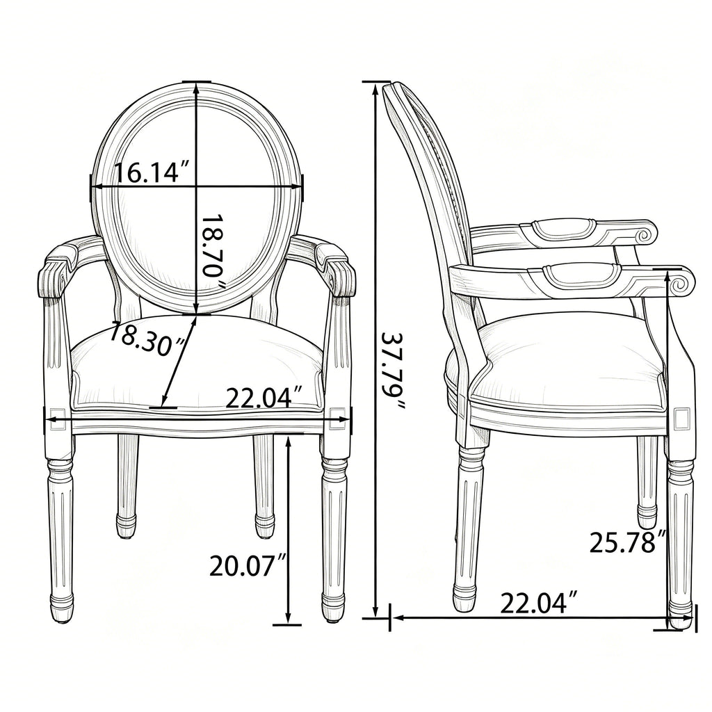 French Style Solid Wood Dining Chair (Set of 2) - Cream