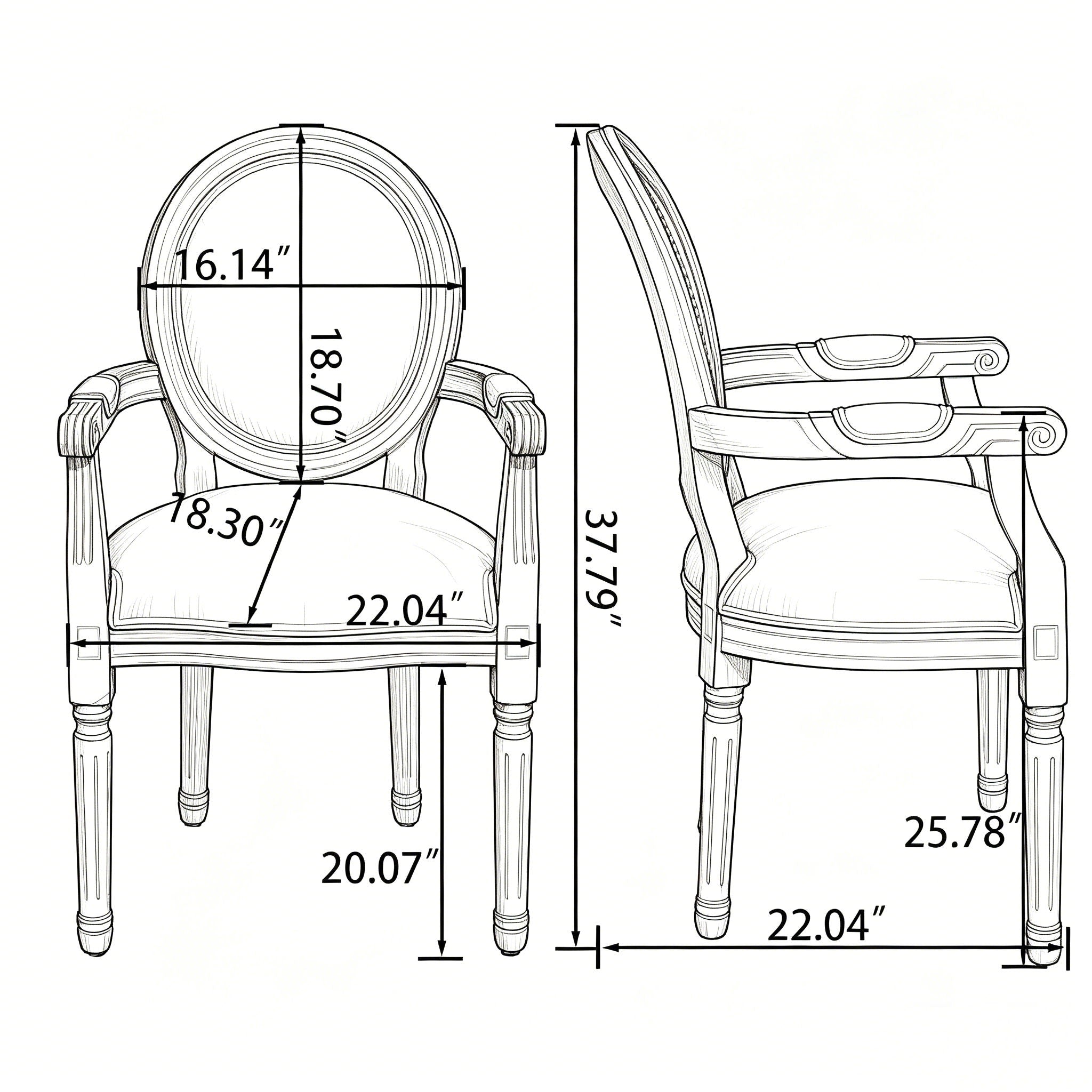 French Style Solid Wood Dining Chair (Set of 2) - Cream