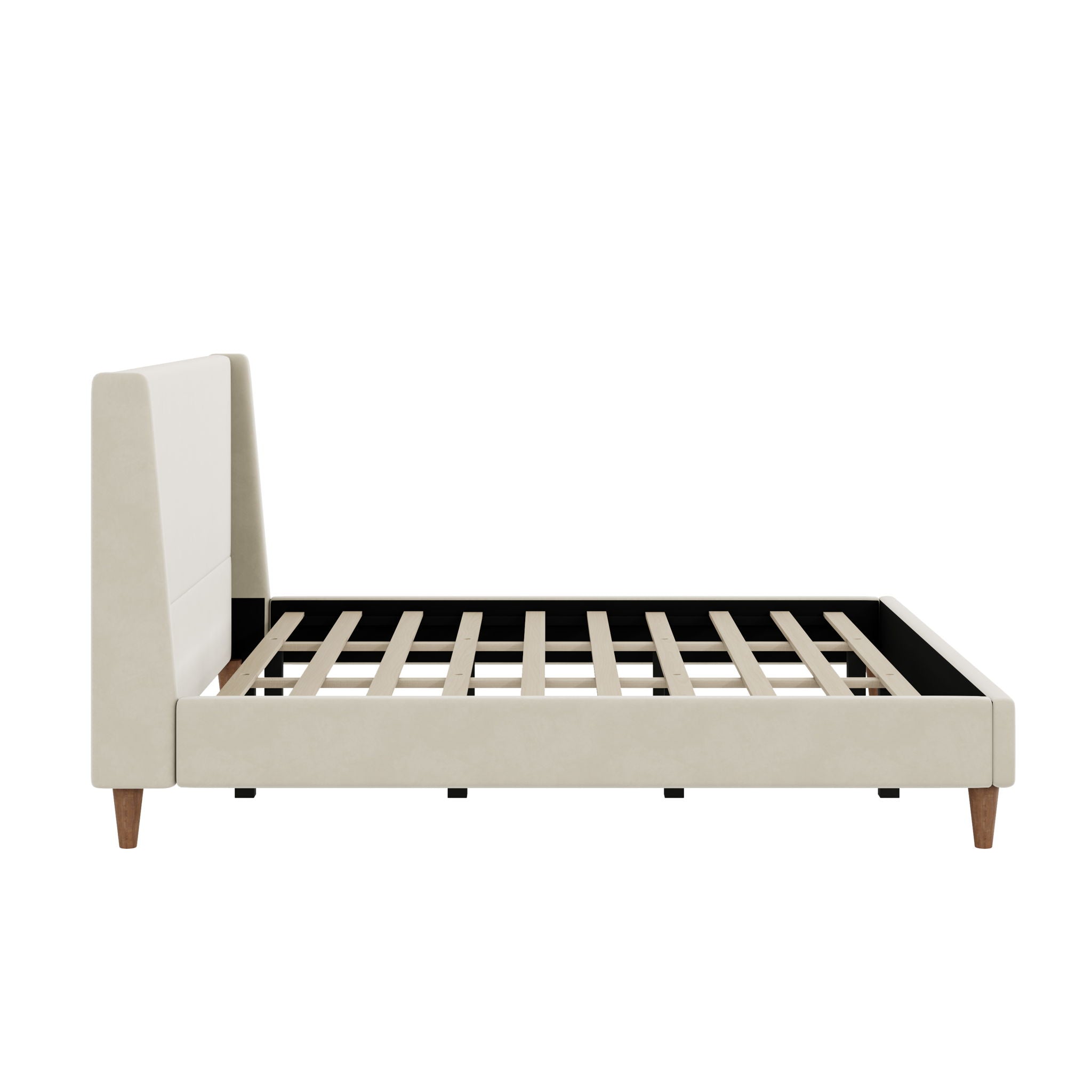 Modern Upholstered Platform Bed With Wingback Headboard