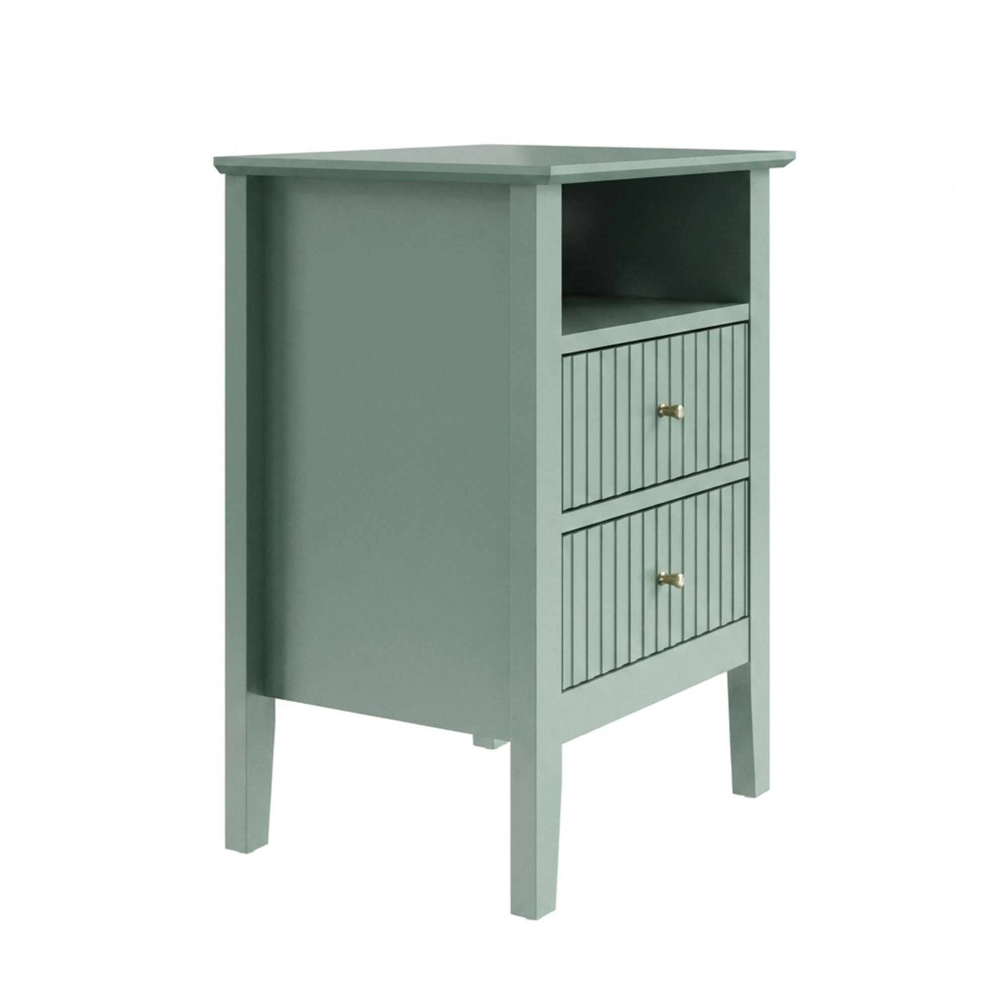 Fluted Nightstand With 2 Drawers