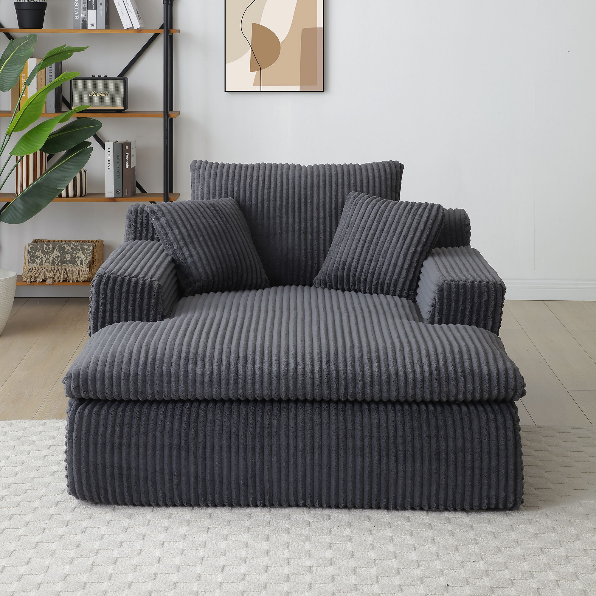 Oversized Upholstered Chaise Lounge Chair Sleeper Couch - Gray