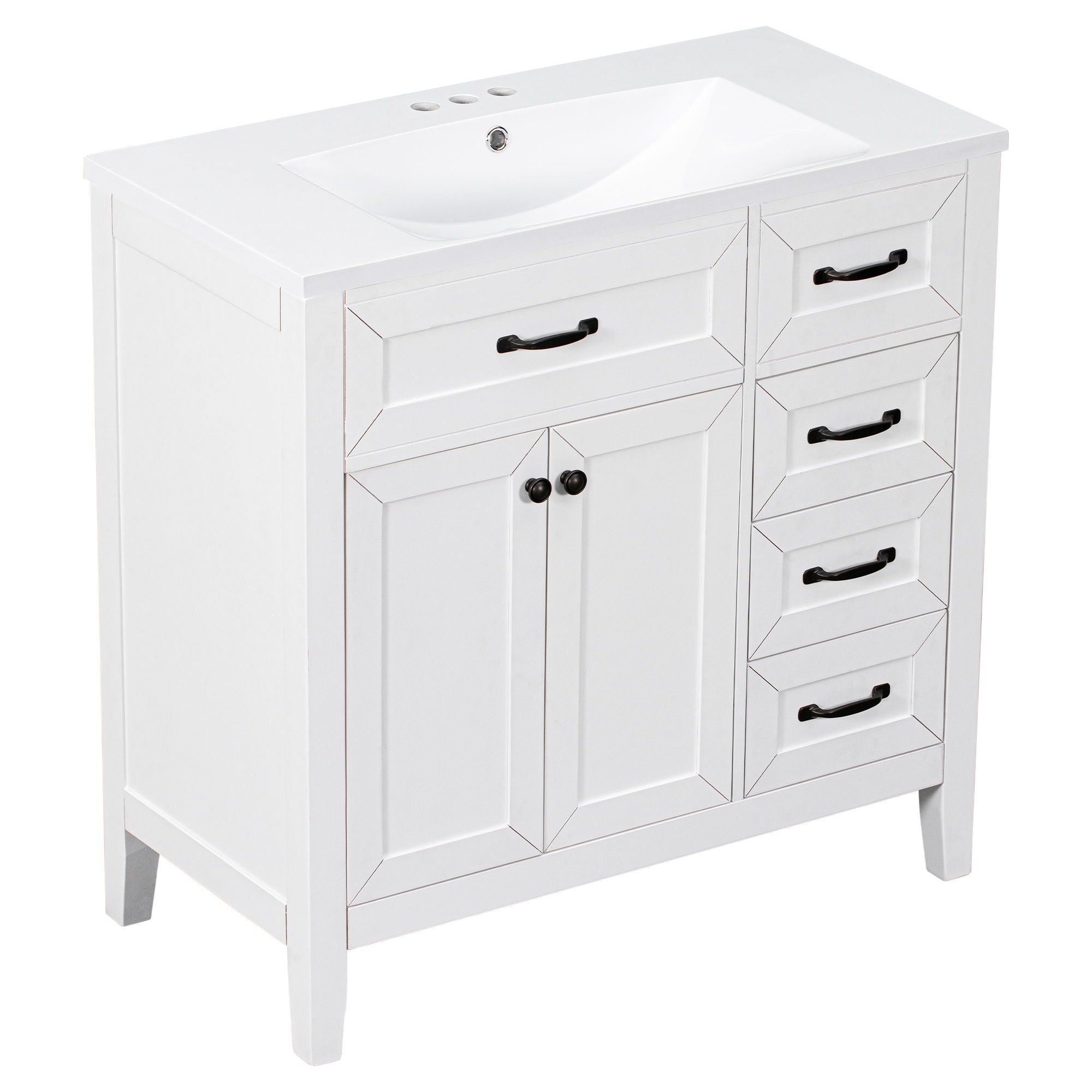 Modern Bathroom Vanity With Sink, Freestanding With Drawers And Doors