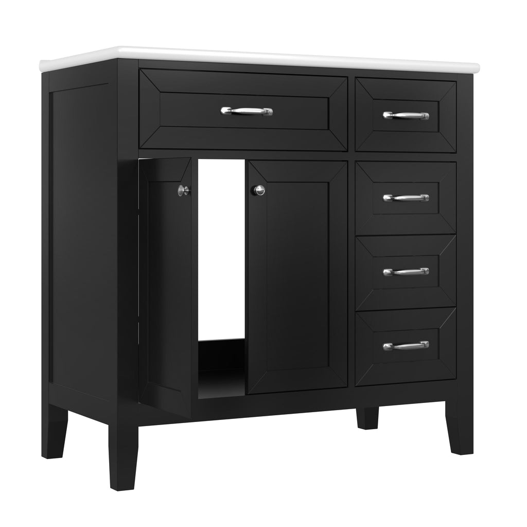 Modern Bathroom Vanity With Sink, Freestanding Design With Drawers And Doors