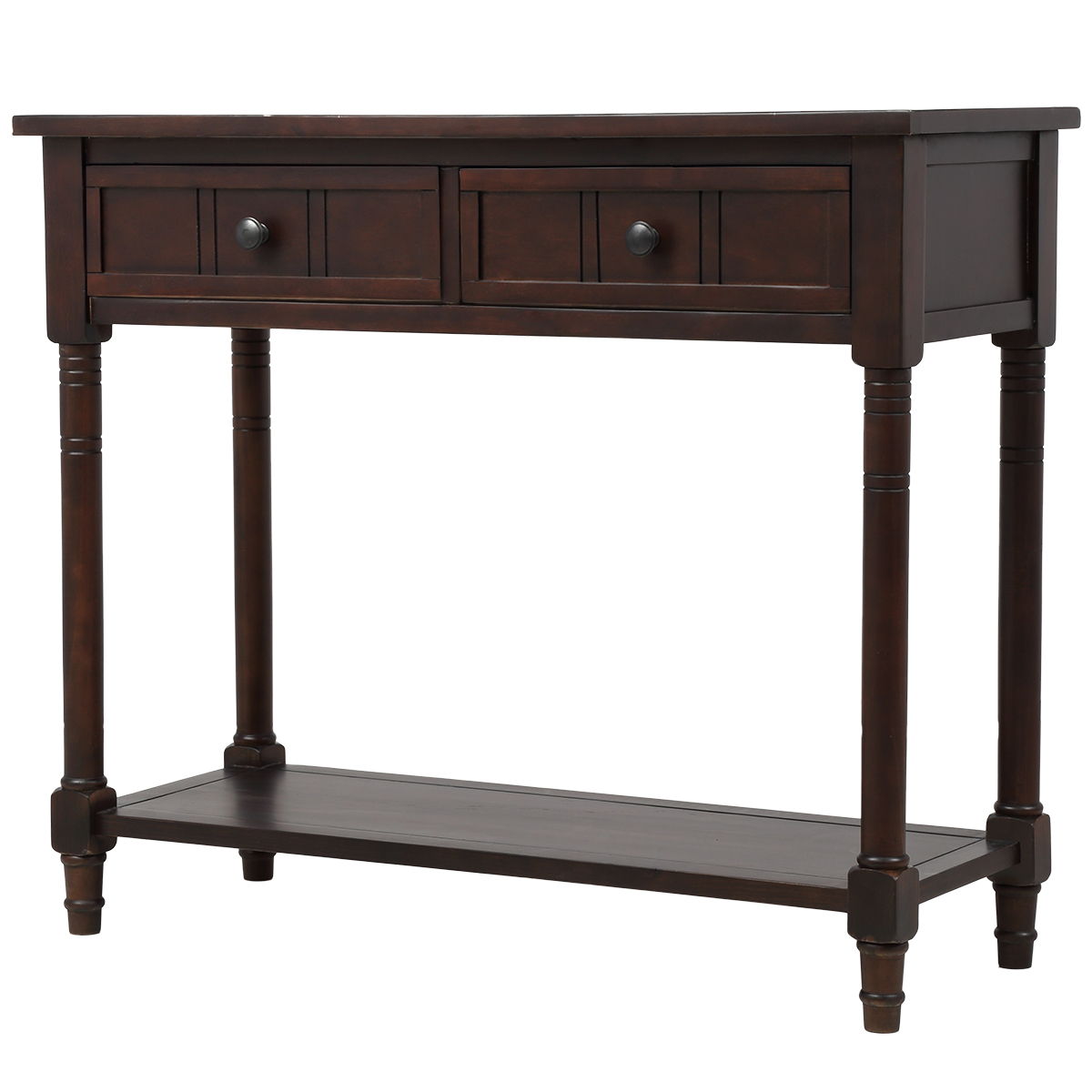 Hearth & Haven Emily Daisy - Console Table With 2 Drawers And Bottom Shelf - Espresso