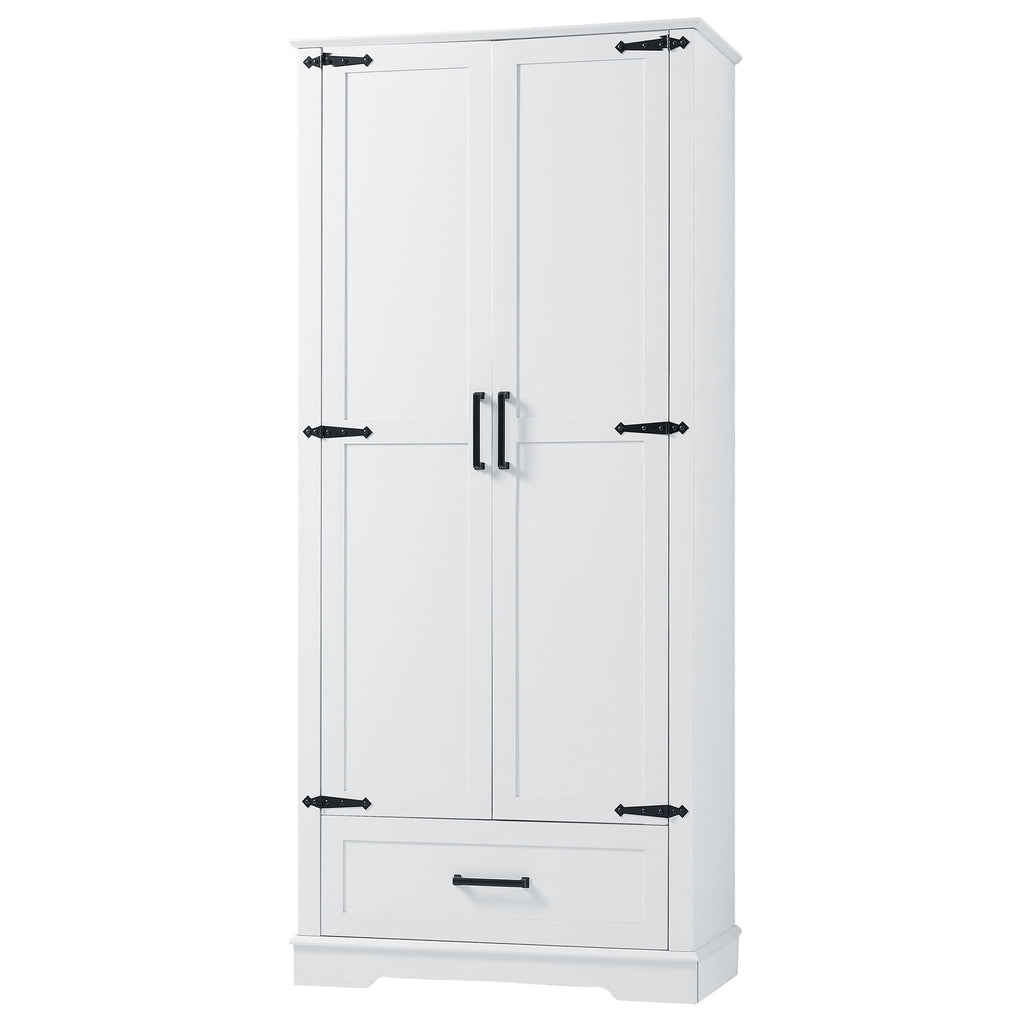 Tall Bathroom Storage Cabinet With 2 Doors And 2 Drawer, Adjustable Shelf - White