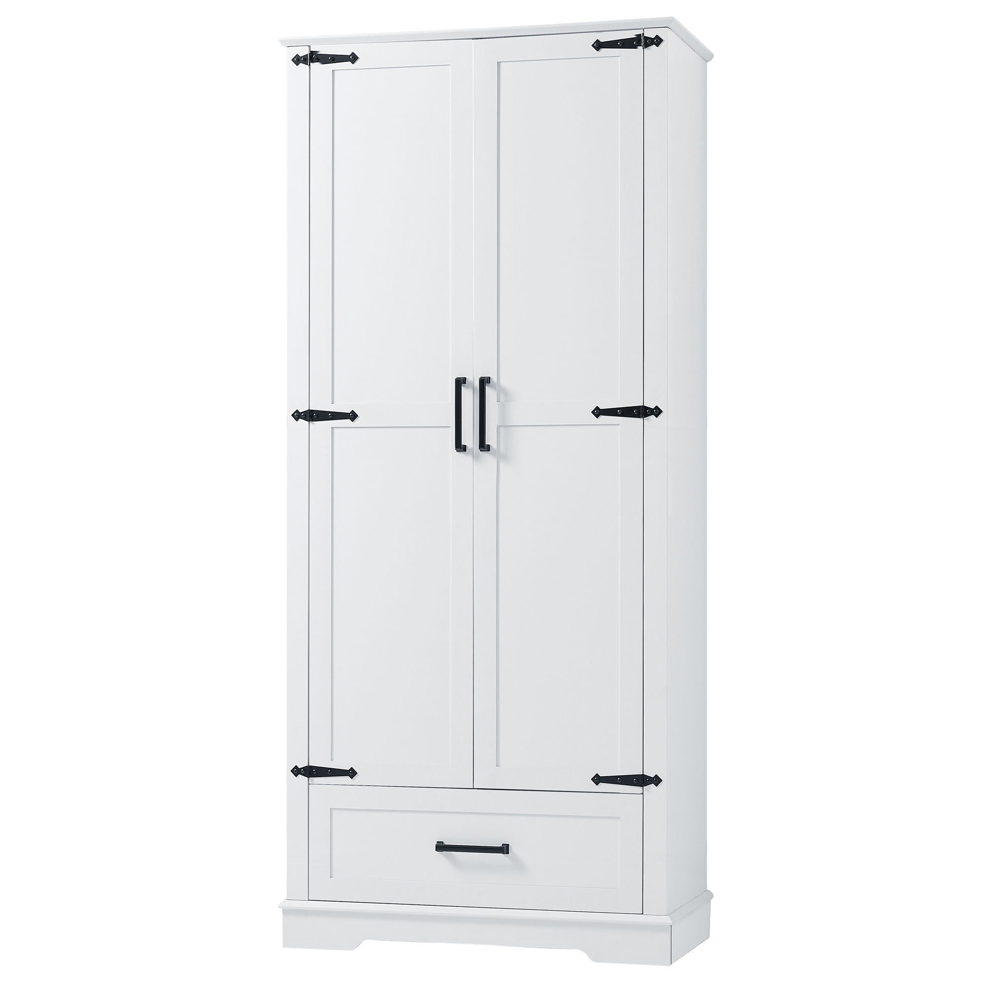 Tall Bathroom Storage Cabinet With 2 Doors And 2 Drawer, Adjustable Shelf - White