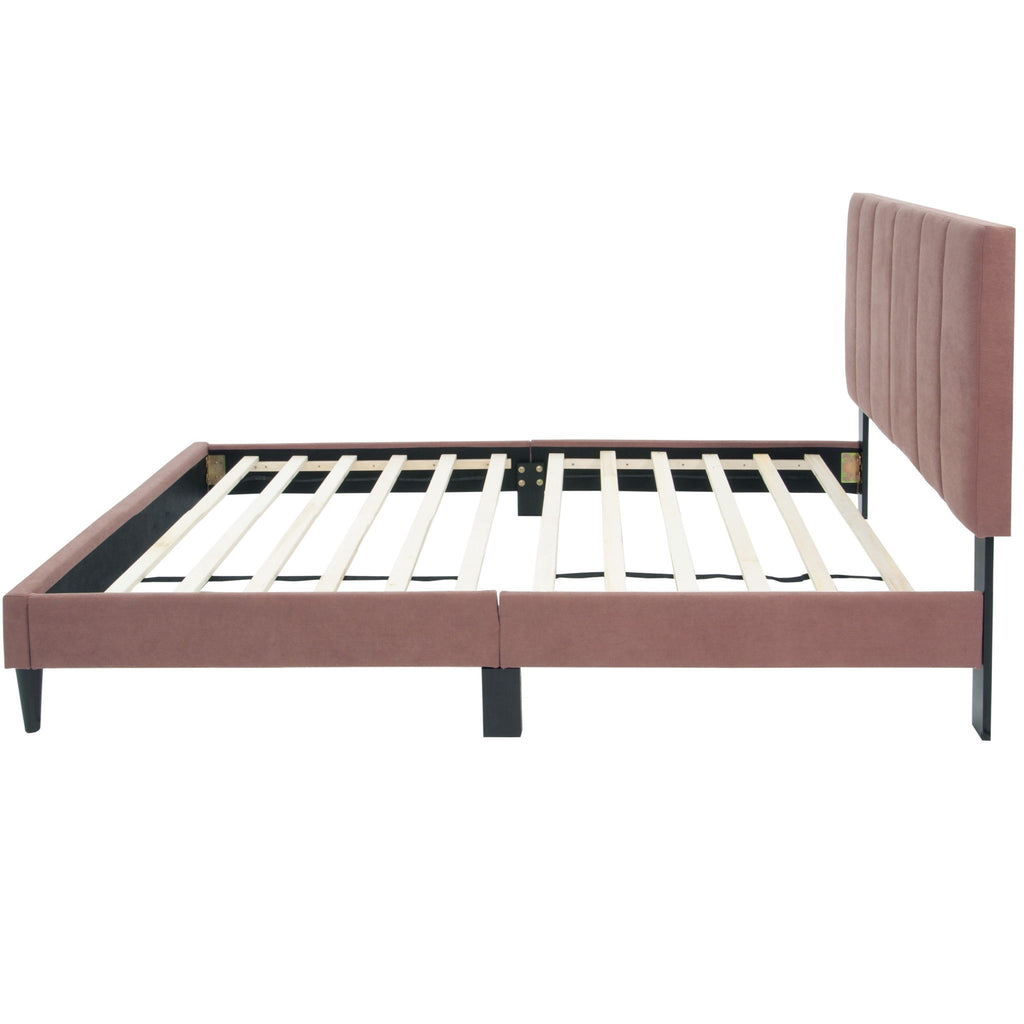 Bed With Channel Tufted Adjustable Headboard