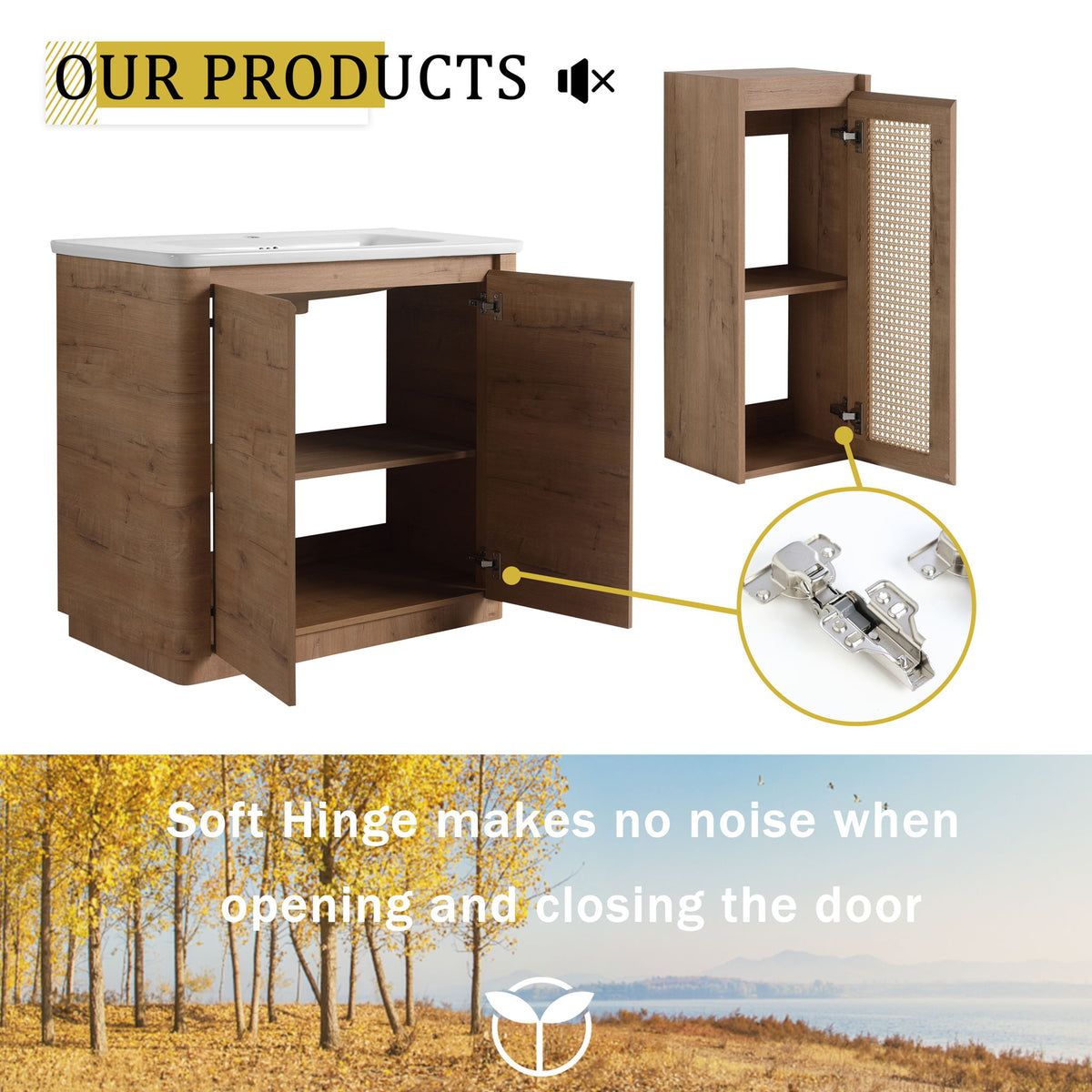 Freestanding Bathroom Vanity With Sink And 2 Soft Close Doors
