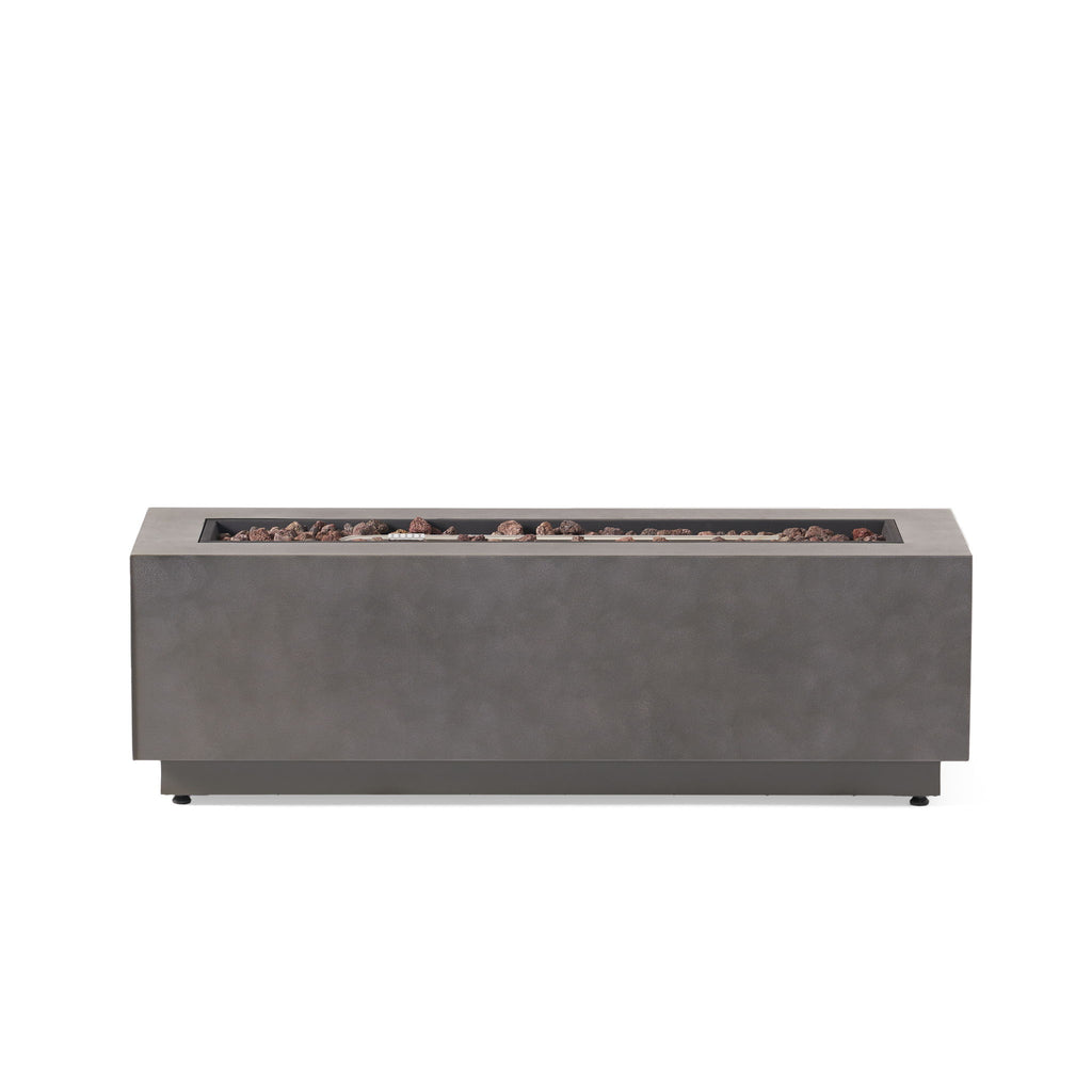 Modern Rectangular Iron Fire Pit 50, 000 Btu - Stone Gray