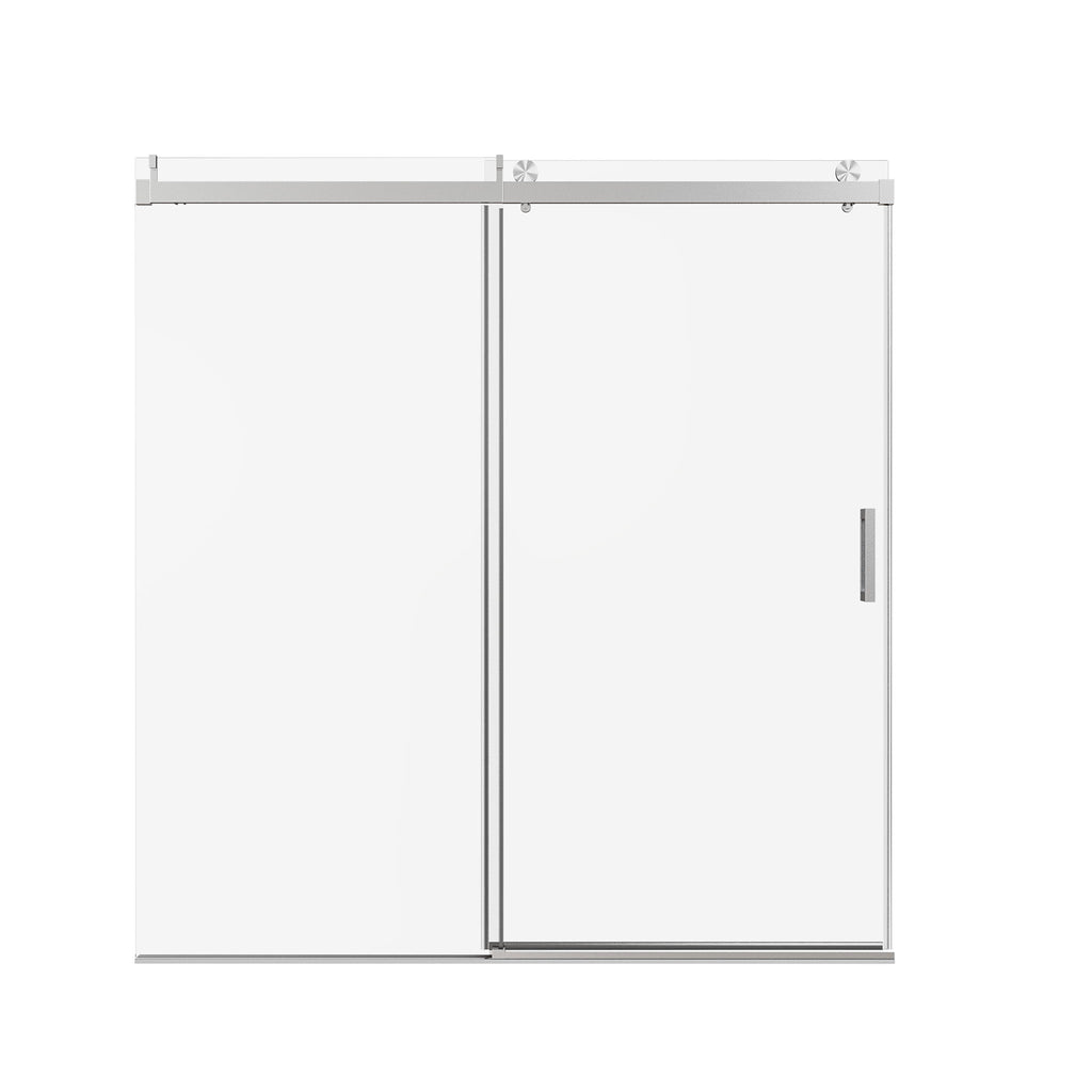 Frameless Sliding Shower Door With Soft- Close, 3 / 8" Tempered Glass
