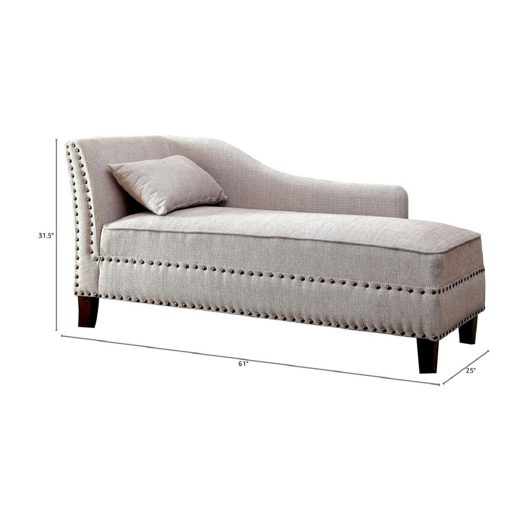 Chaise With Nailhead Trim And Plush Pillow