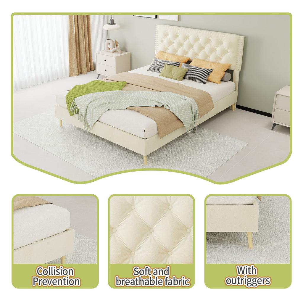 Upholstered Bed With Tufted Headboard