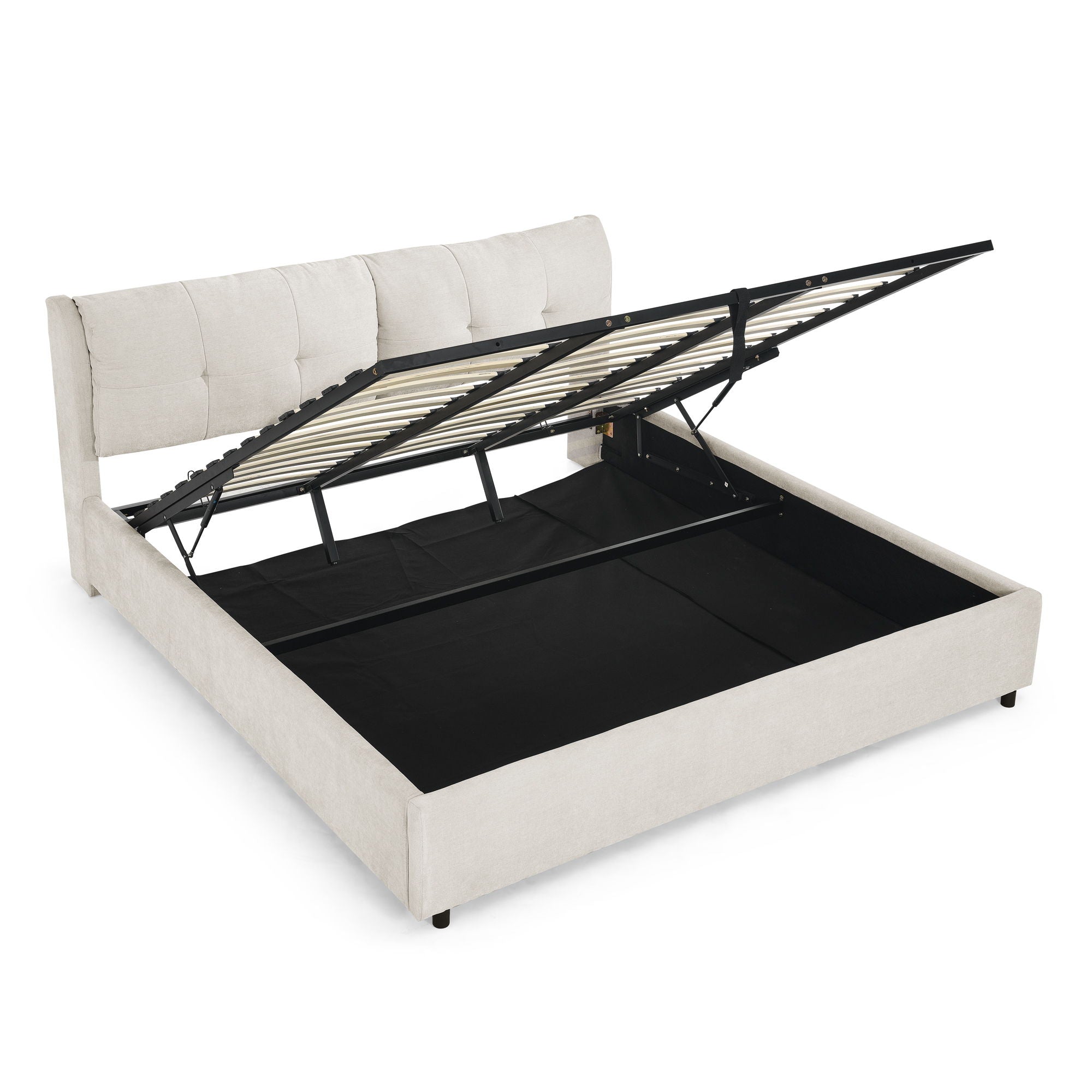 Storage Upholstered Hydraulic Platform Bed With Integrated Headboard