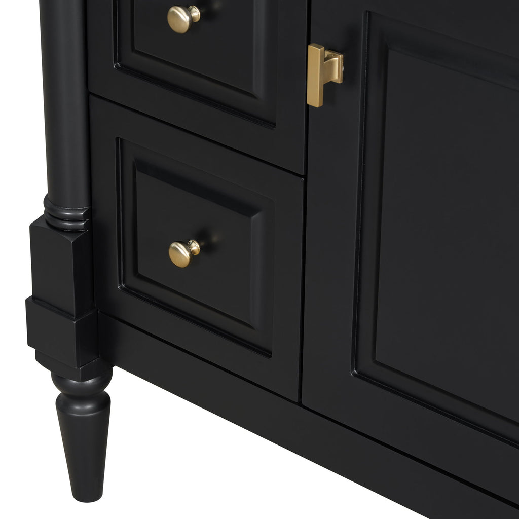 Modern Bathroom Vanity With Sink, Freestanding Cabinet With Flip Drawer & Adjustable Shelf