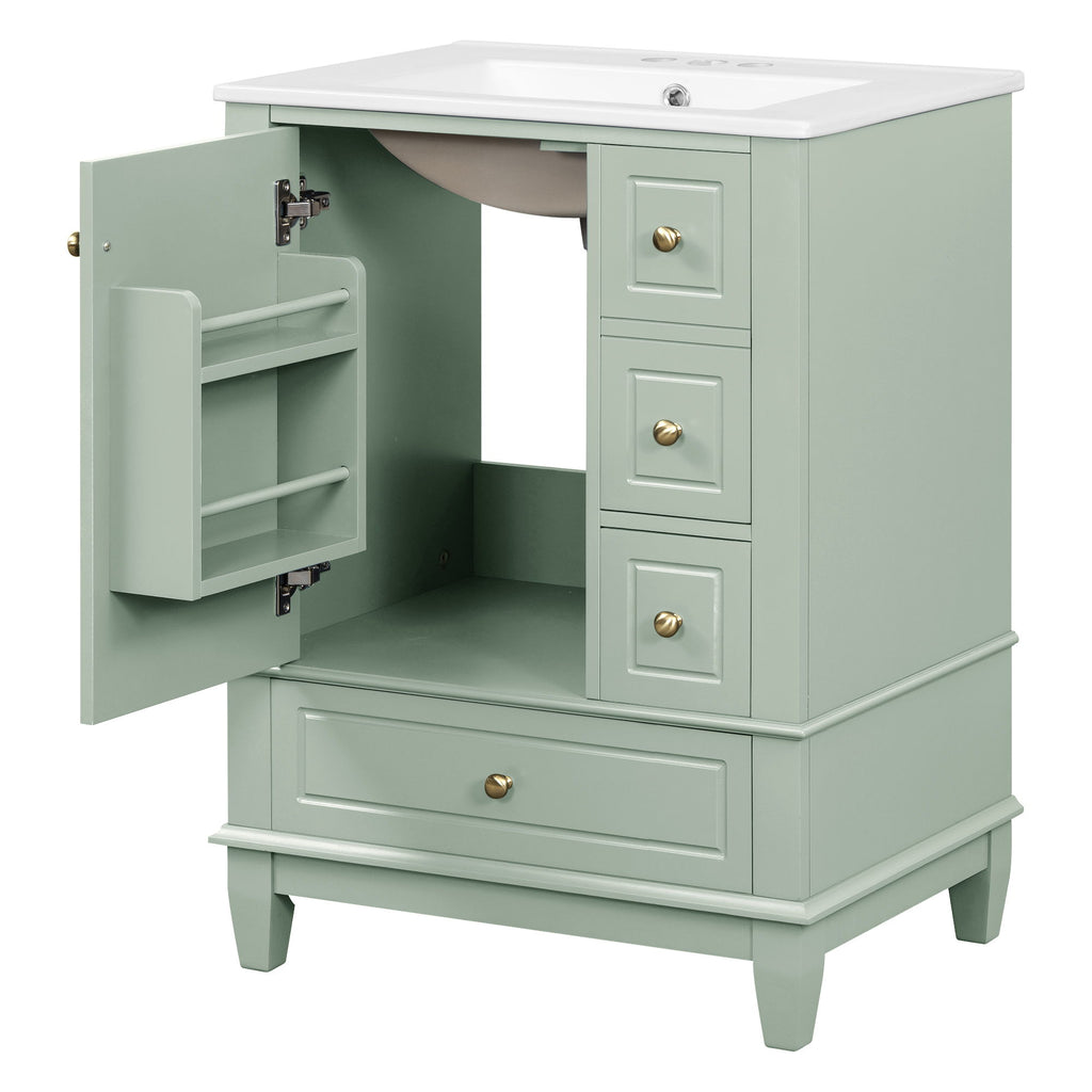Modern Bathroom Vanity With Sink, Freestanding Cabinet With Drawers And Storage Shelves