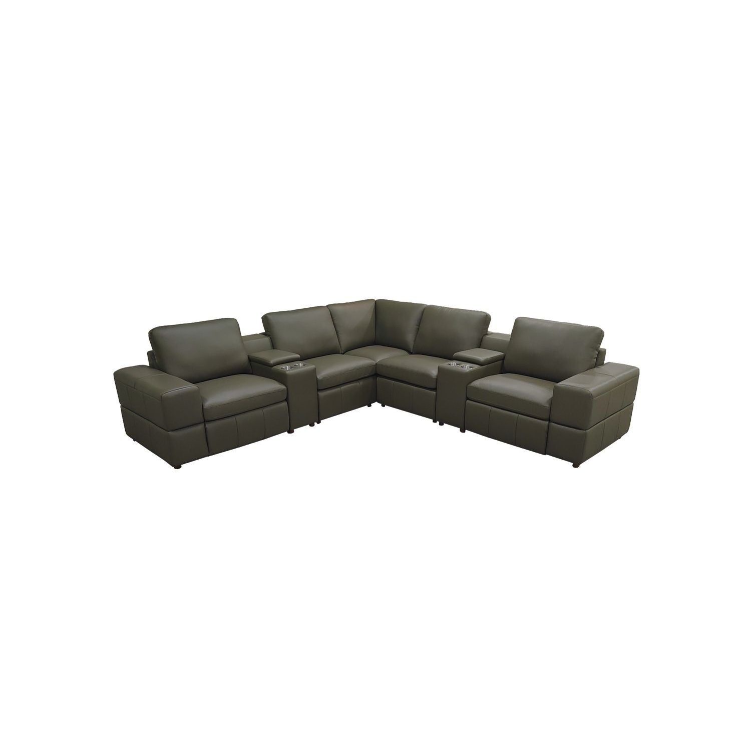 Upholstered Large Arms Sectional With Recliner Seats