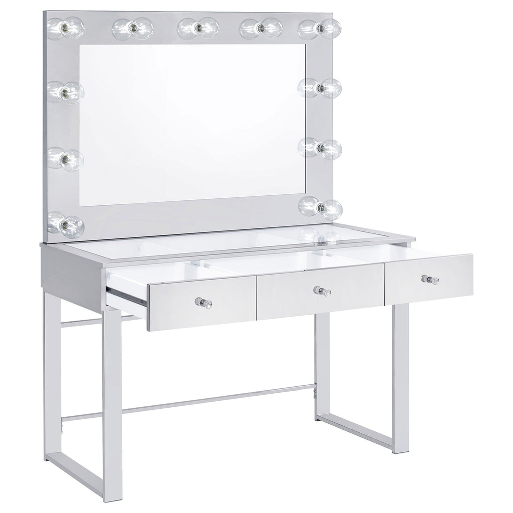 Trevor - 3 Drawer Makeup Vanity Table With Mirror - Chrome