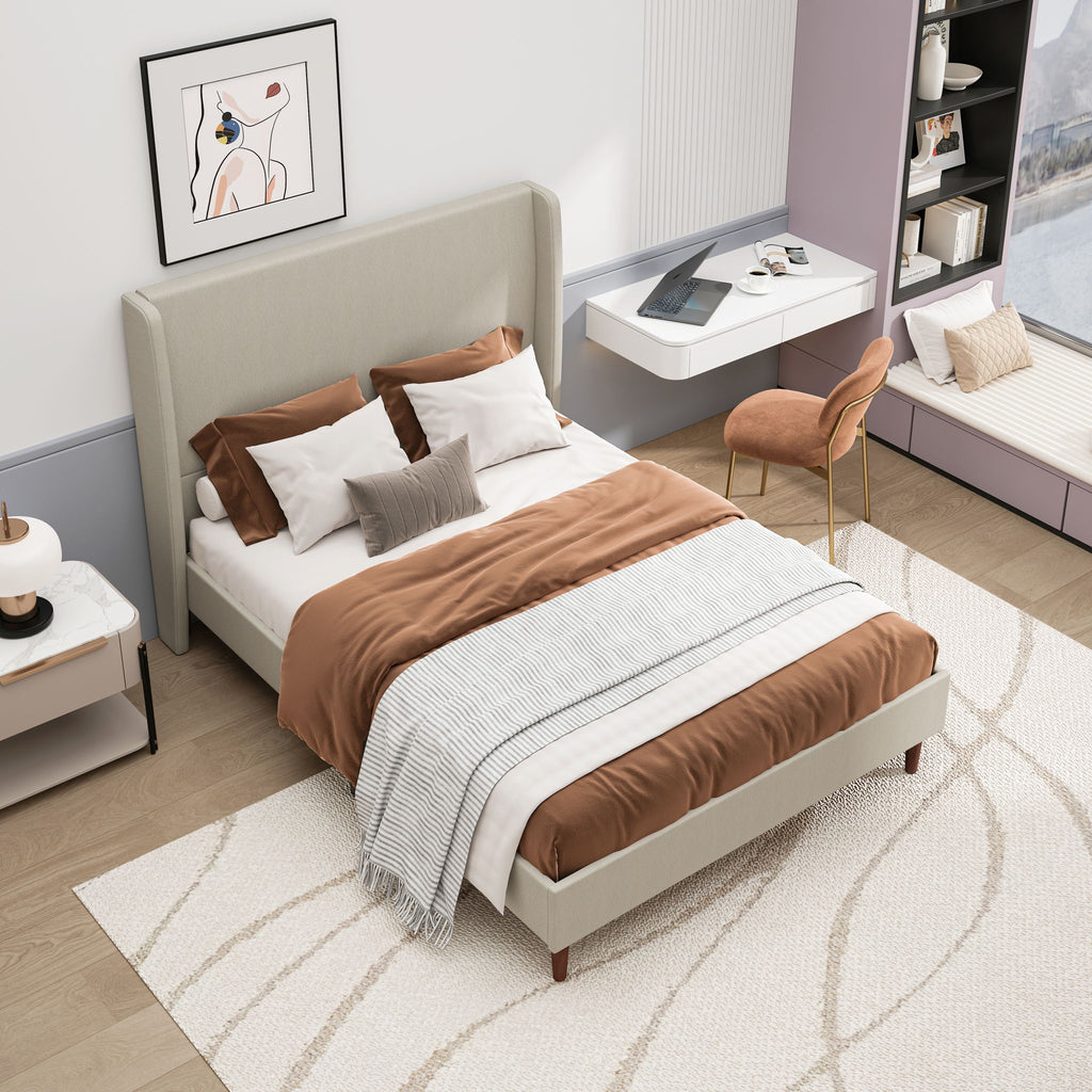 Upholstered Bed With High Headboard Design
