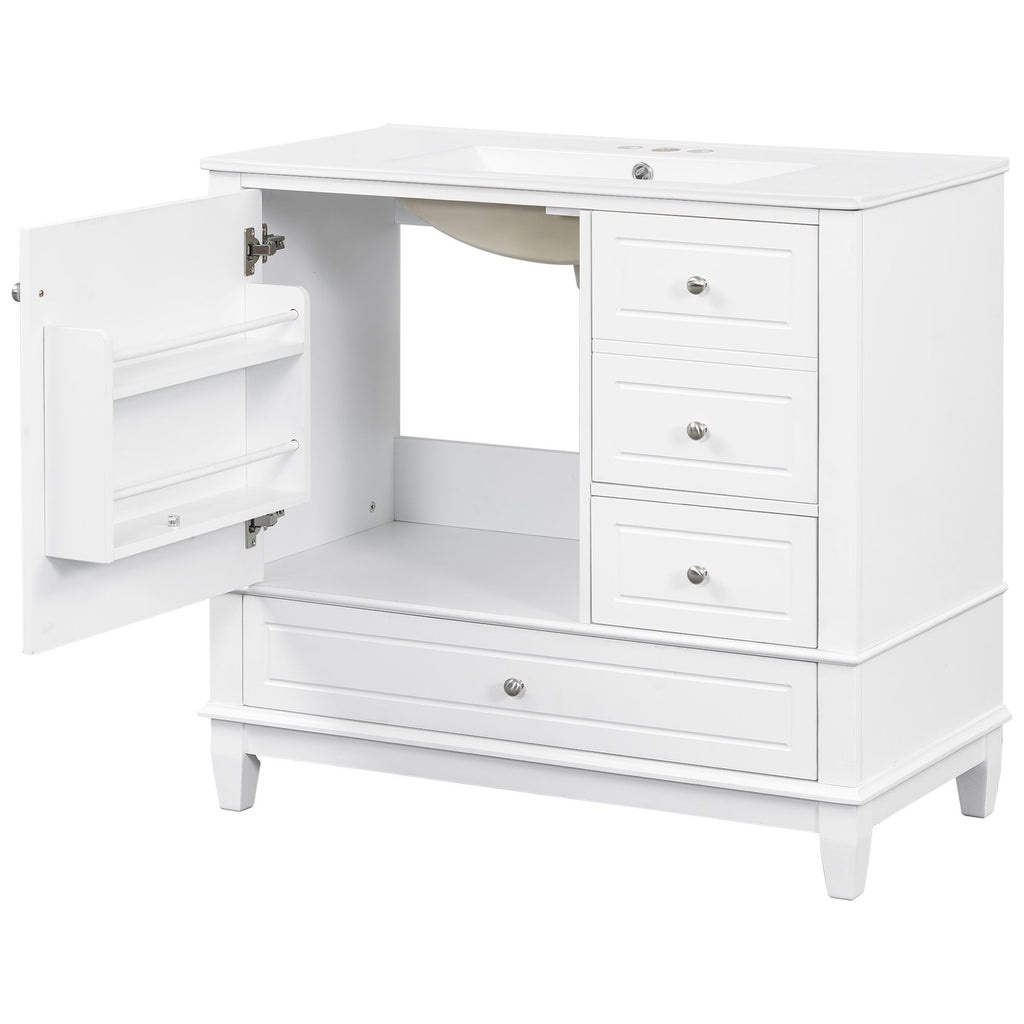 Modern Bathroom Vanity With Sink, 3 Drawers & Cabinet