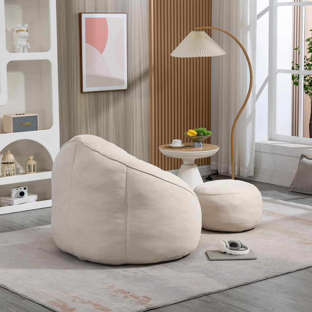 Bedding Bean Bag Sofa Chair High Pressure Foam With Footrest