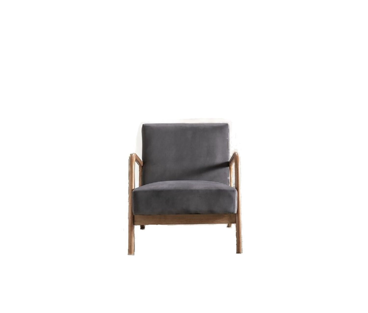 Open Framed Armchair With Cushioning And - Gray