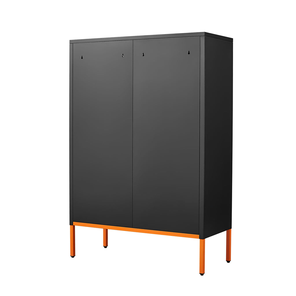 Grid Double Door Shoe Cabinet With Adjustable Compartments And Moisture-Proof Design In Metal