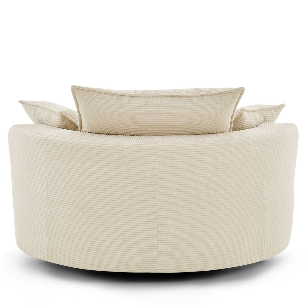 360° Swivel Accent Barrel Chair With Dual Layer Cushion And 3 Removable Pillows