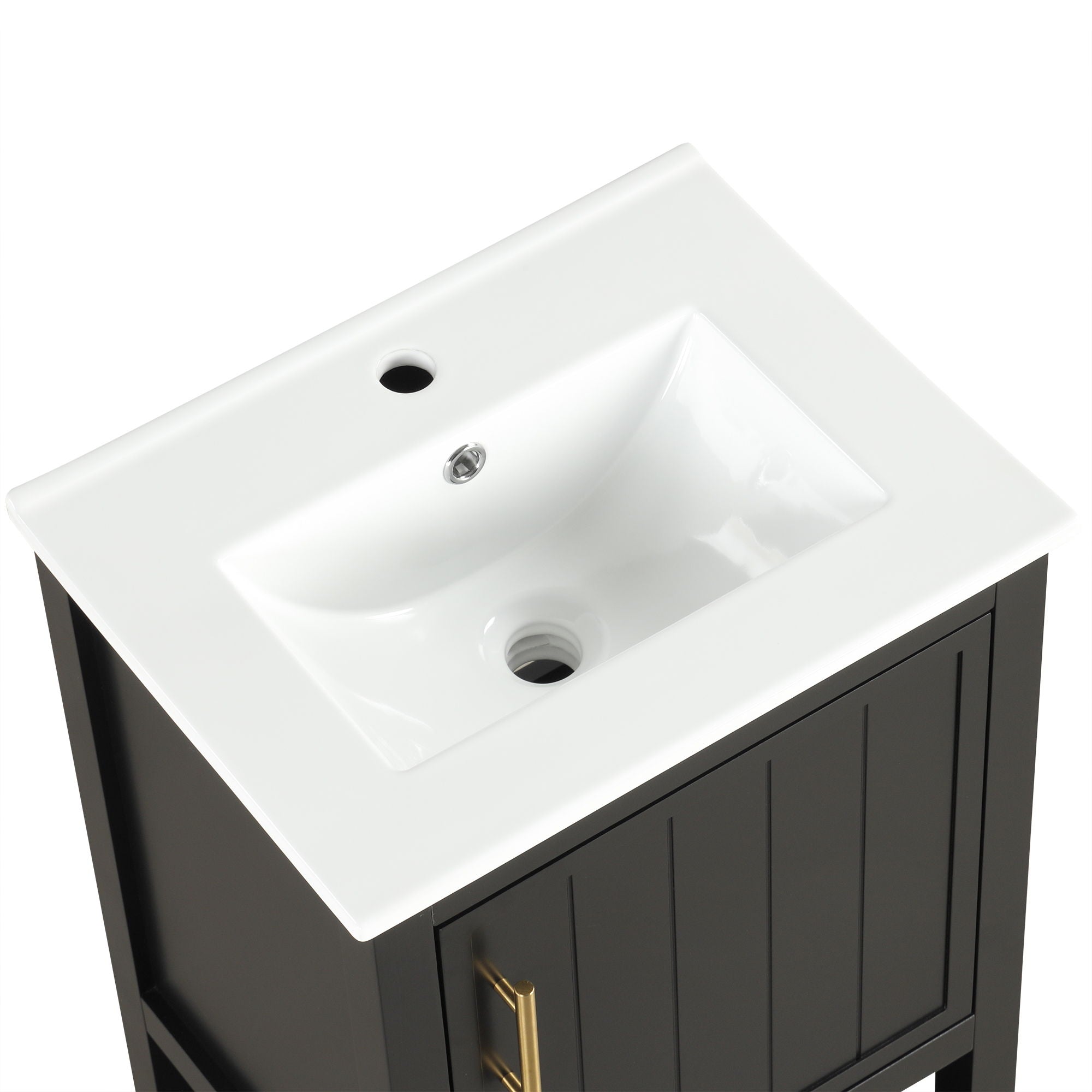 Modern Bathroom Vanity With Sink, Soft-Closing Door And Open Shelf
