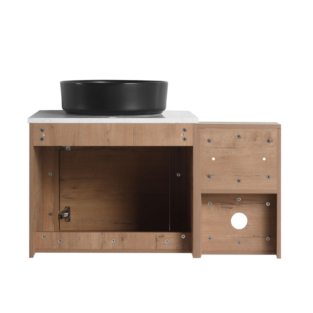 Wall Mounted Bathroom Vanity With Art Sink, 1 Storage Shelf, 2 Soft Close Doors
