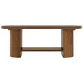 2 Tier Oval Coffee Table With Storage Shelf For Living Room - Rustic Brown