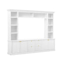 TV Stand With Bookcase, Storage Cabinet With 3 Adjustable Shelves, Living Room Entertainment Center - White