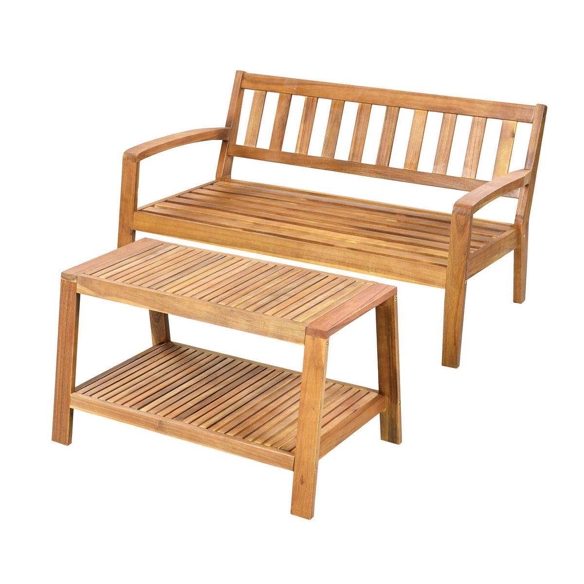 2 Piece Outdoor Conversation Set (Loveseat & Coffee Table With Water-Resistant Cushions)