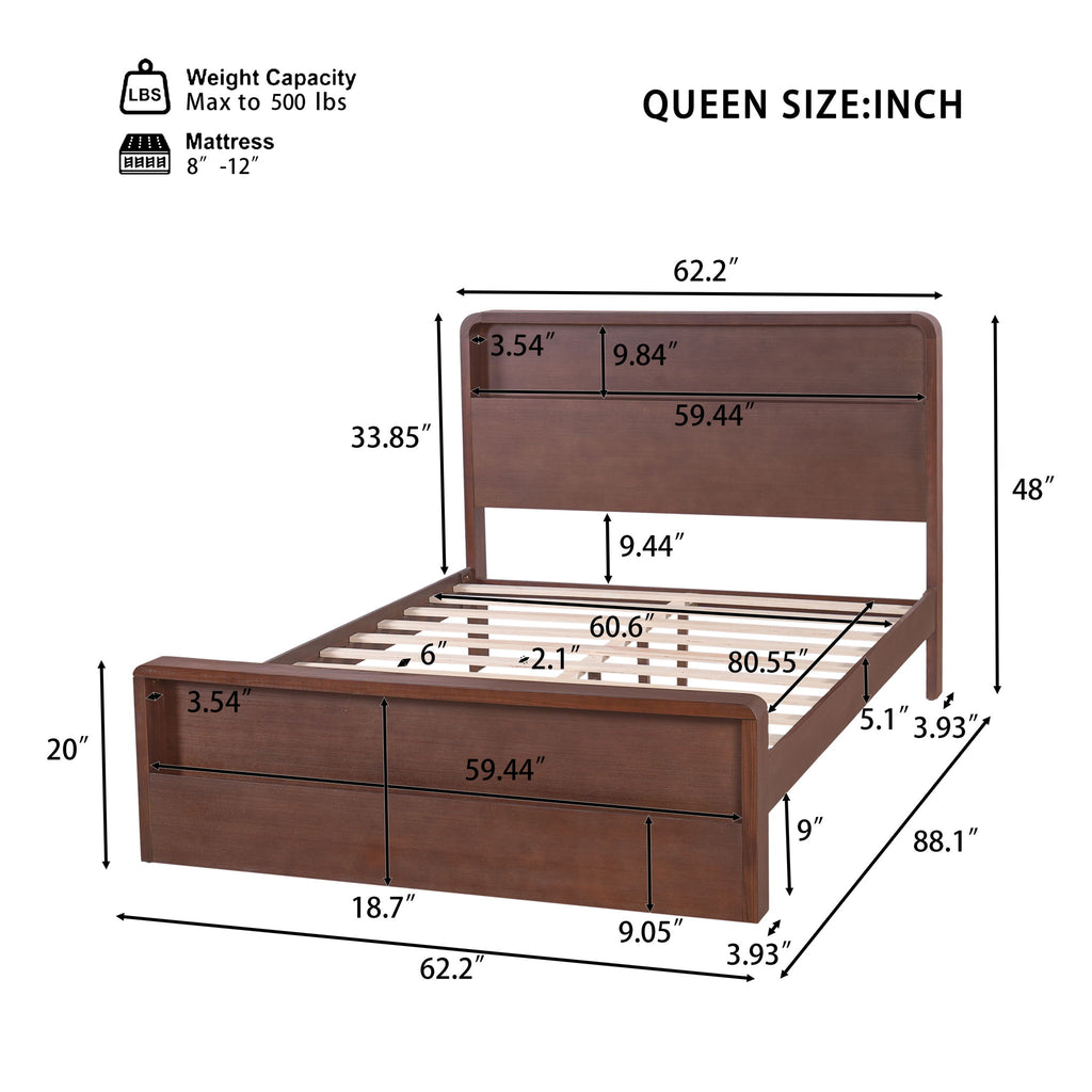 Bed Frame With Dual Open Storage Headboard And Footboard