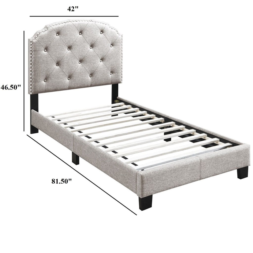 Button Tufted Bed With Nailhead Trim