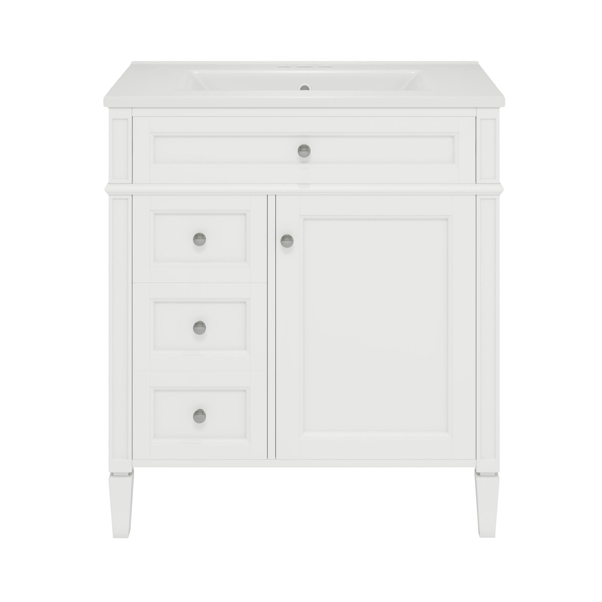 Bathroom Vanity With Medicine Cabinet, Royal Mirror Cabinet, Modern Bathroom Storage Cabinet With 2 Soft Closing Doors And 4 Drawers