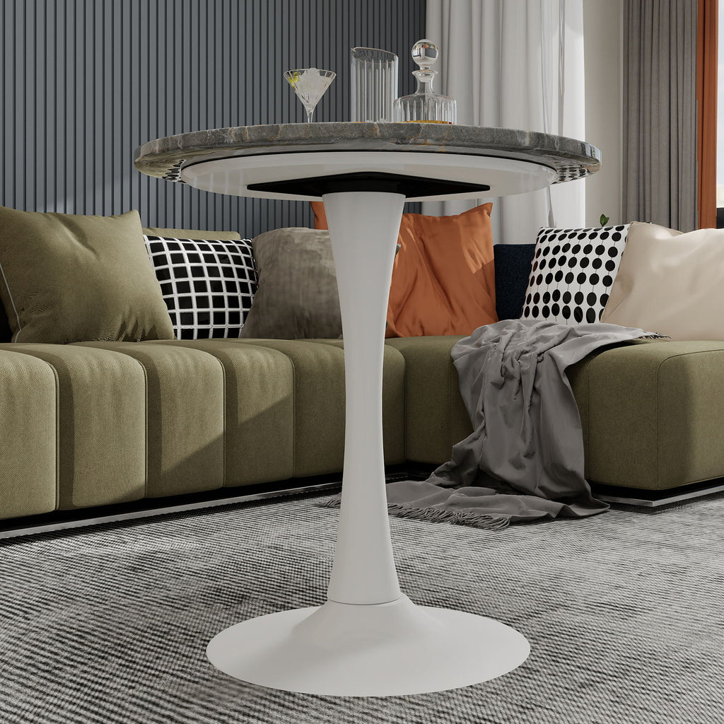 Coffee Table With Round Top For Living Rooms - Gray / White