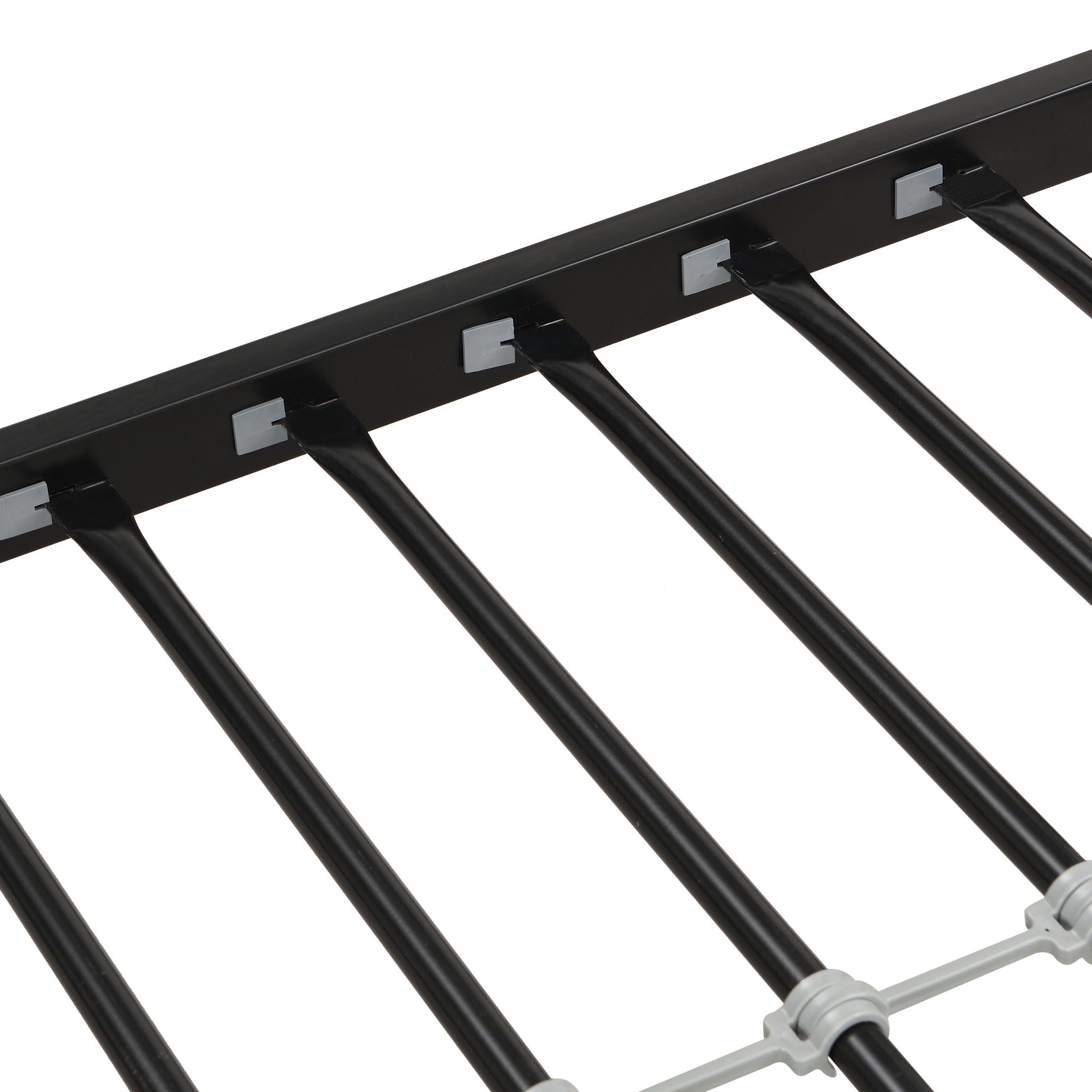Modern Twin Over Full Metal Bunk Bed With Trundle And Dual Side Ladder And Metal Design - Black / Brown